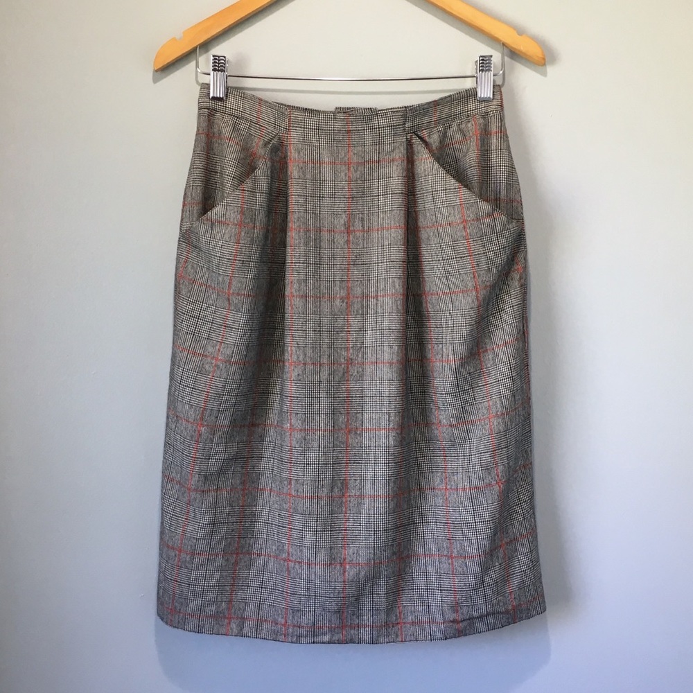 Vintage Jeremy Scott Wool Blend Plaid Pencil Skirt